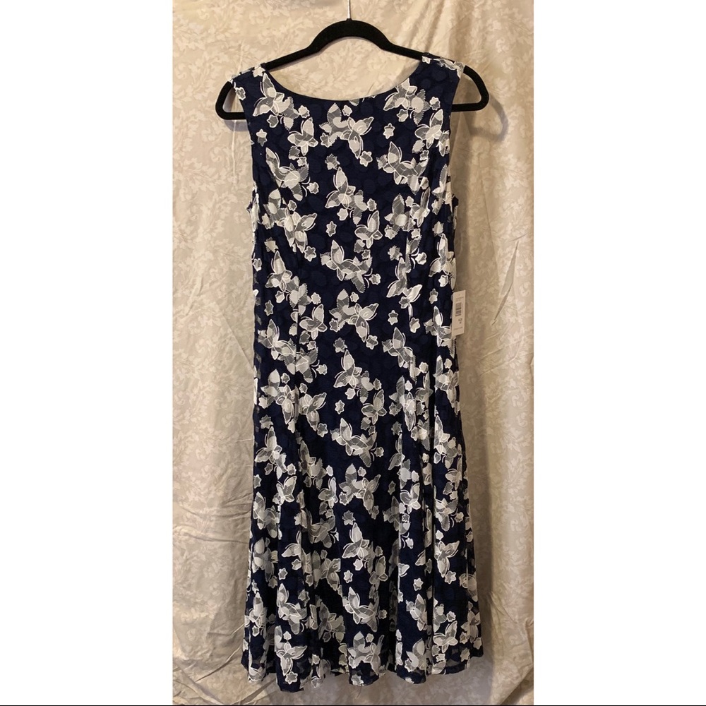 Neiman Marcus Navy Lace w/ Butterfly Embellishment
